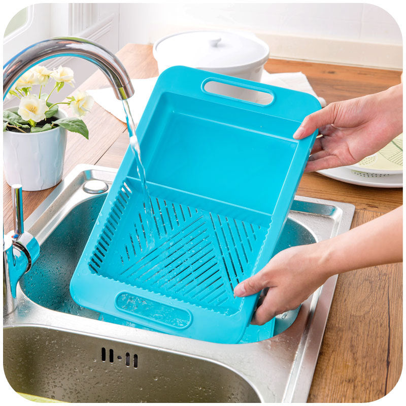 Multifunction Kitchen Chopping Cutting Board Vegetable / Meat Tool & Draining Basket - Home & Stuff Shop